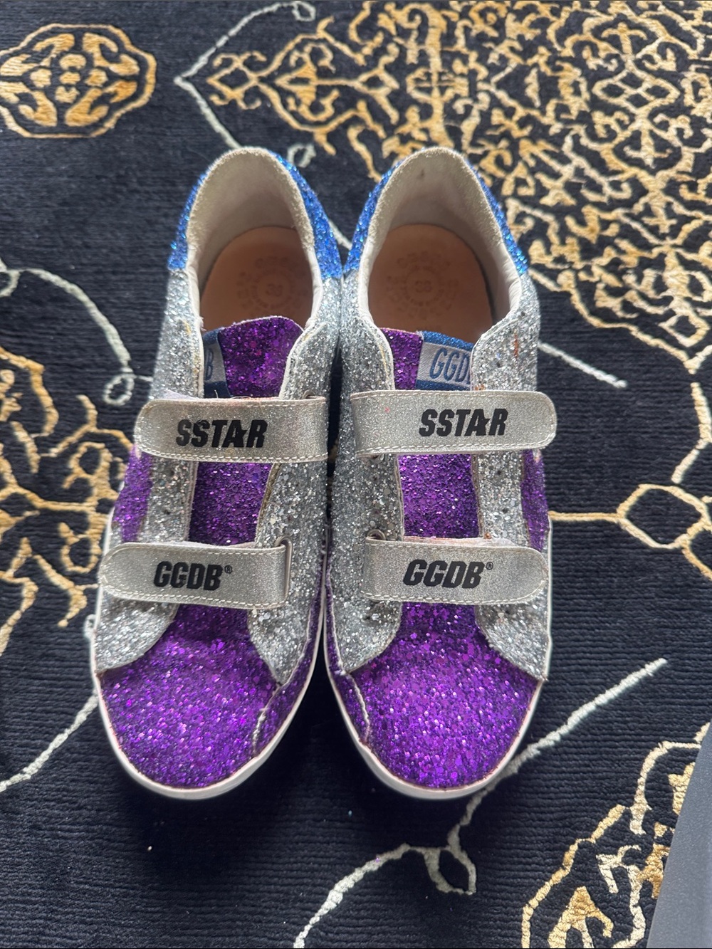 GGDB SSTAR Glitter Velcro Sneakers in Purple